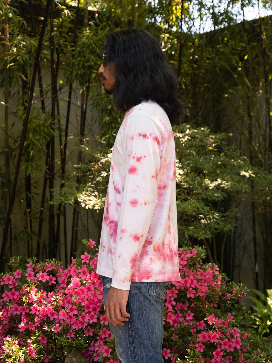カットソー(長袖/七分) tie dye sheer cut&amp;sew aere Sheer Shirt, Tie-dye Print, Elegant Long-Sleeved Mesh Top in Soft
